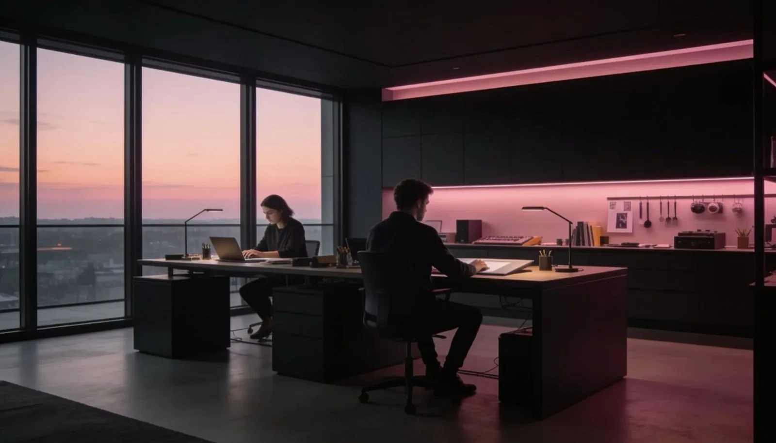 Inside the PageLyft studio at dusk